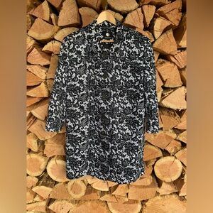 Jessica Women’s Plus Size 18 Black and White Patterned Jacket Long Coat Stretchy